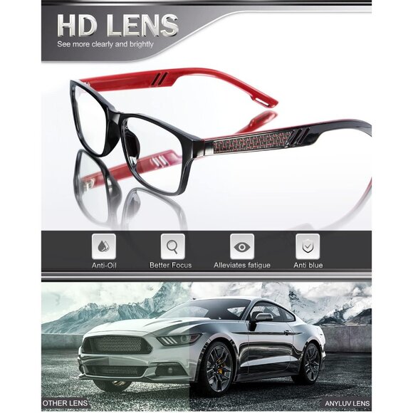 Unisex Red Sleek Frame HD Lens Digital Interface With Futuristic Smart Glasses - Picture 5 of 6